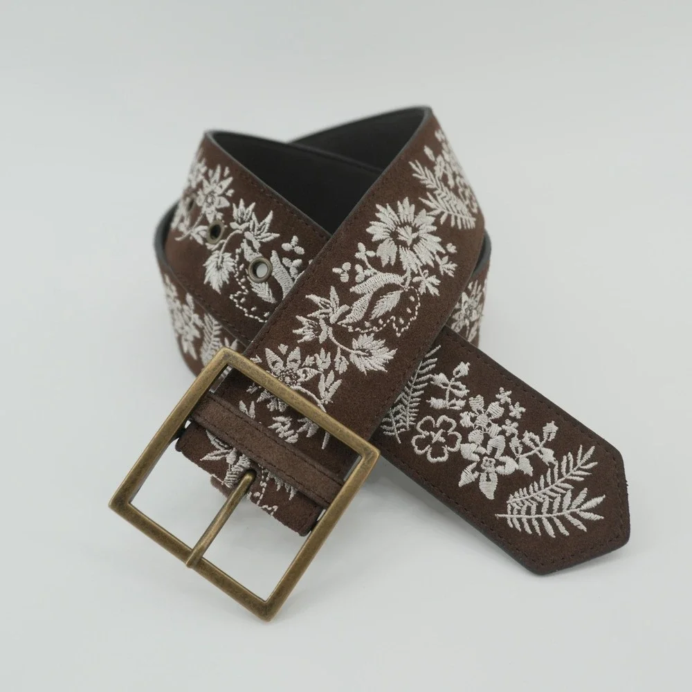 Floral Embroidered Belt Womens Large 34